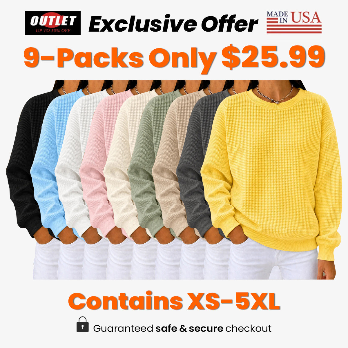 🔥Women's Waffle Knit Crewneck Sweatshirt