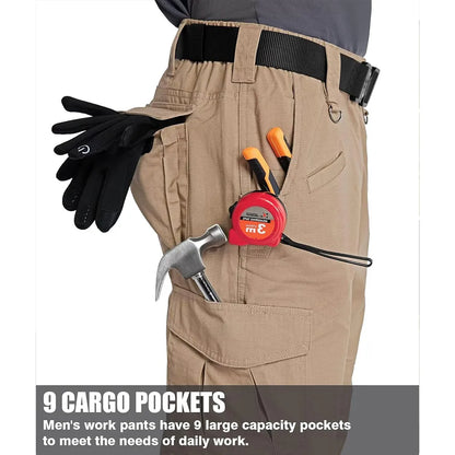 Men's Tactical Work Pants 9 Pockets Ripstop