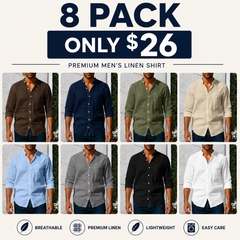Men's Linen Long Sleeve Stand Collar Shirt