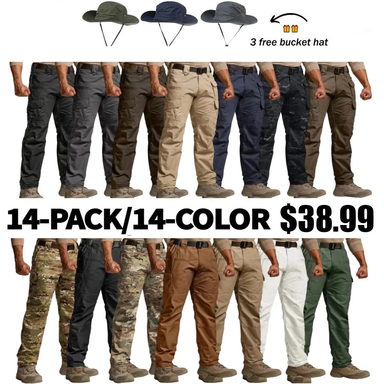 Men's Tactical Work Pants 9 Pockets Ripstop