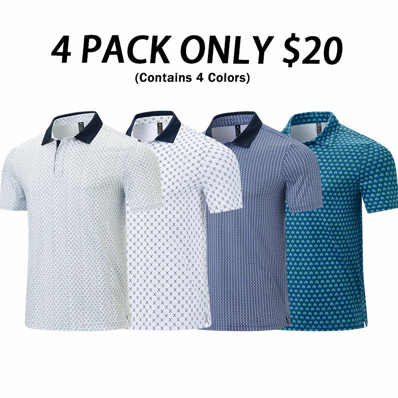 💝💝Men's Classic Polo Shirts Contrast Collar Short Sleeve Casual Solid Stylish and Printed Polo