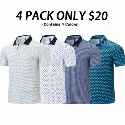 💝💝Men's Classic Polo Shirts Contrast Collar Short Sleeve Casual Solid Stylish and Printed Polo