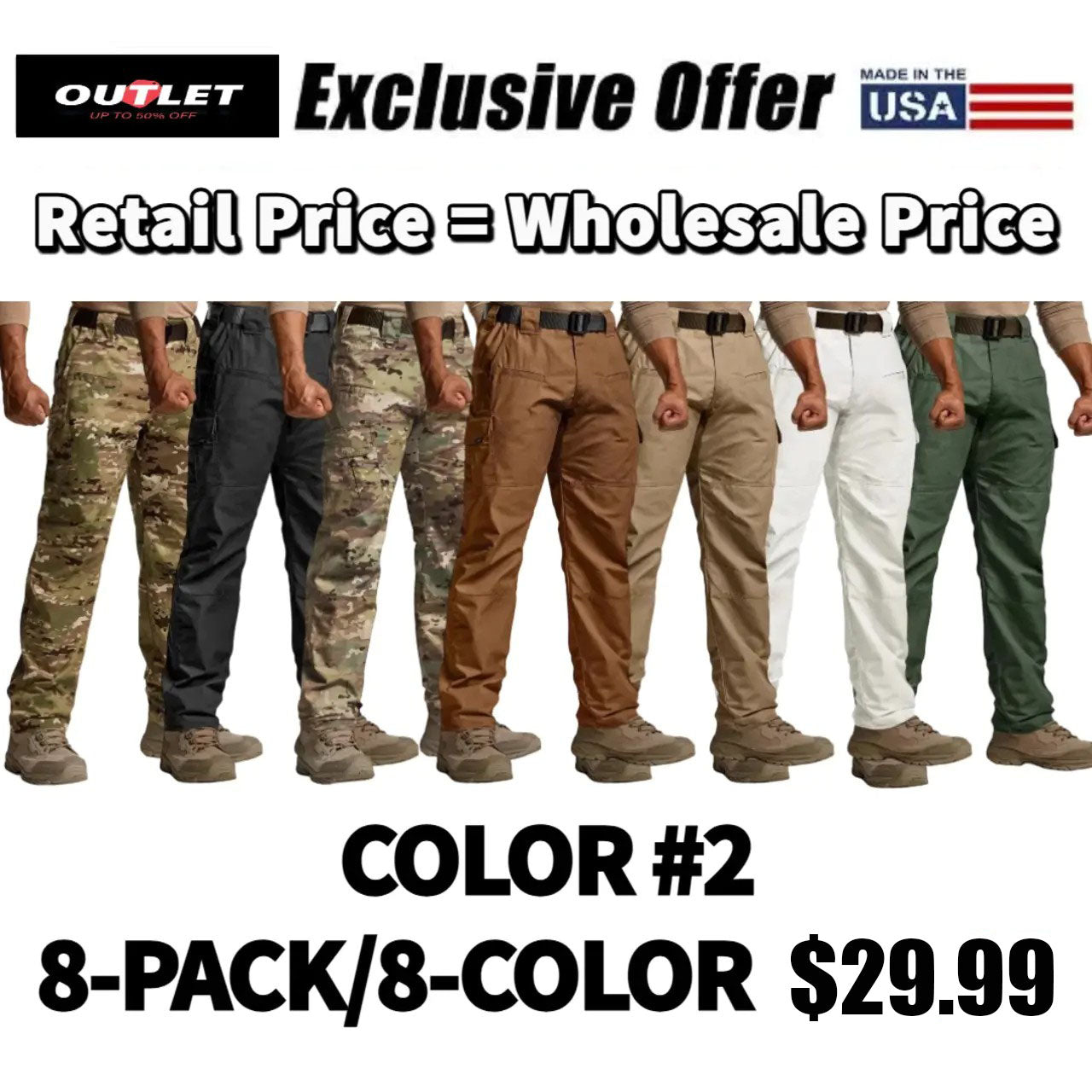 Men's Tactical Work Pants 9 Pockets Ripstop