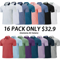 💝💝Men's Classic Polo Shirts Contrast Collar Short Sleeve Casual Solid Stylish and Printed Polo
