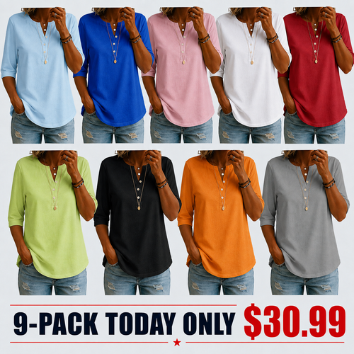 🔥2026! ! ! HOT SEAL- Classic Henley Collar 100% Cotton T-shirt