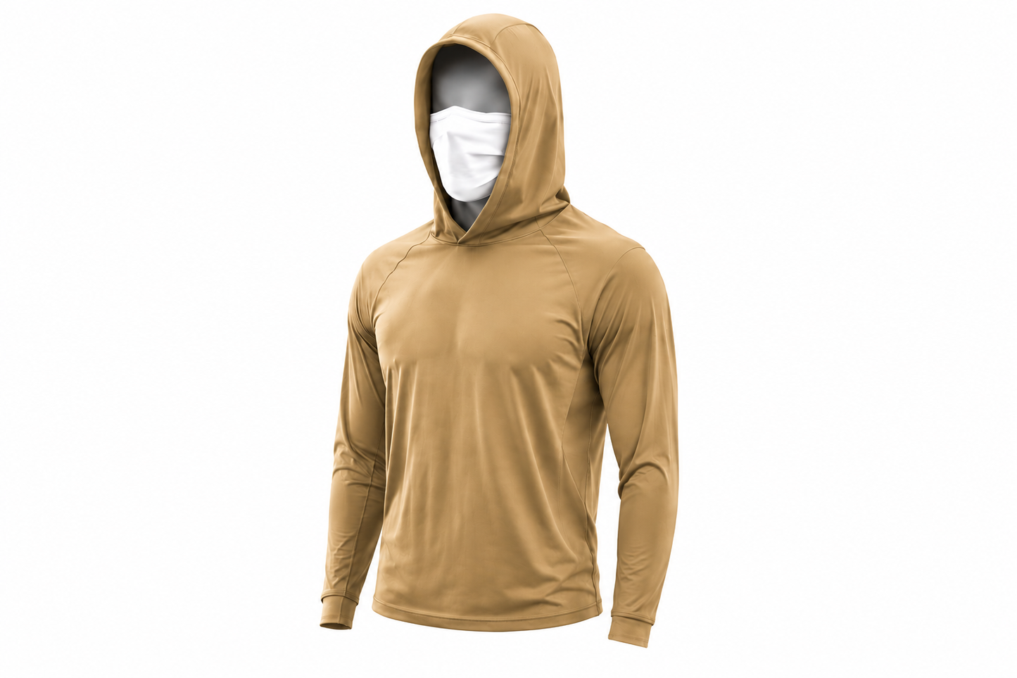 UPF 50+ Long-Sleeve Sun-Protection Hoodie (with Sleeve Pocket and Face Mask)