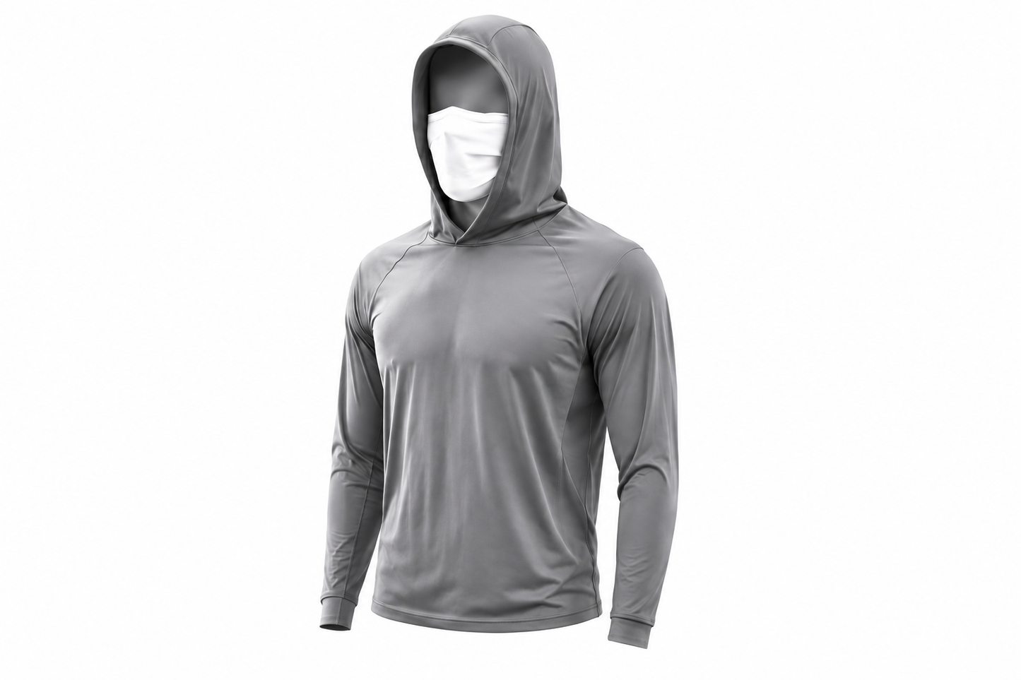 UPF 50+ Long-Sleeve Sun-Protection Hoodie (with Sleeve Pocket and Face Mask)