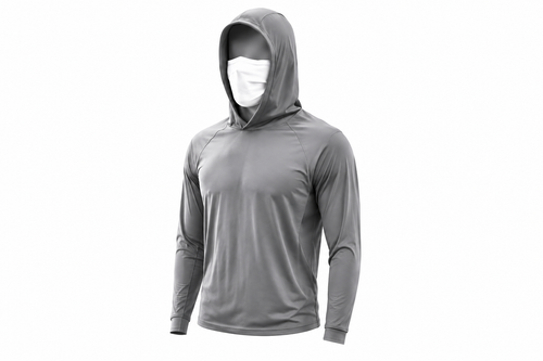 UPF 50+ Long-Sleeve Sun-Protection Hoodie (with Sleeve Pocket and Face Mask)