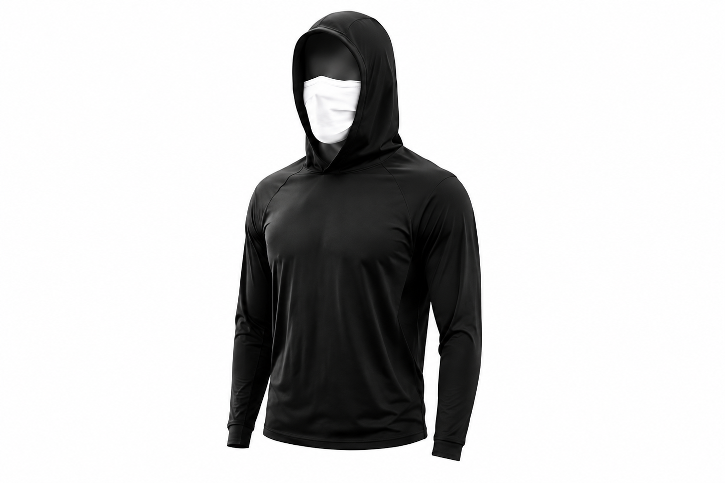 UPF 50+ Long-Sleeve Sun-Protection Hoodie (with Sleeve Pocket and Face Mask)