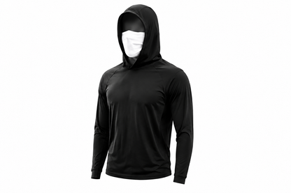 UPF 50+ Long-Sleeve Sun-Protection Hoodie (with Sleeve Pocket and Face Mask)