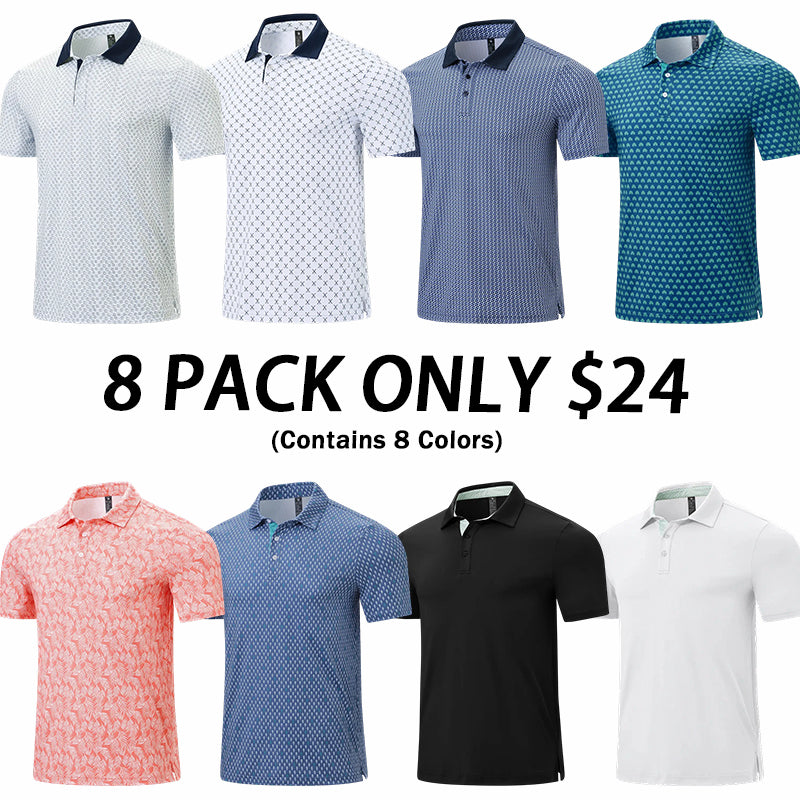 💝💝Men's Classic Polo Shirts Contrast Collar Short Sleeve Casual Solid Stylish and Printed Polo