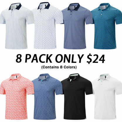 💝💝Men's Classic Polo Shirts Contrast Collar Short Sleeve Casual Solid Stylish and Printed Polo