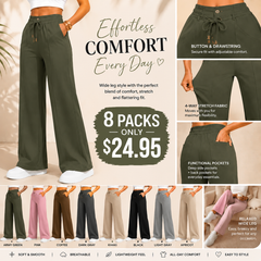 💥Last Day Promotion💥New Summer Drawstring High Waist Wide Leg Pants