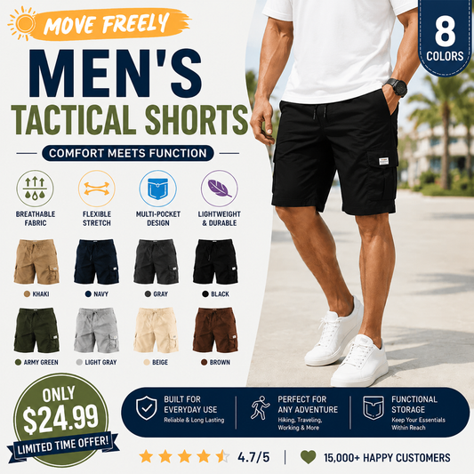🔥 LIMITED STOCK ALERT 🔥Men's Pockets Drawstring Cargo Shorts