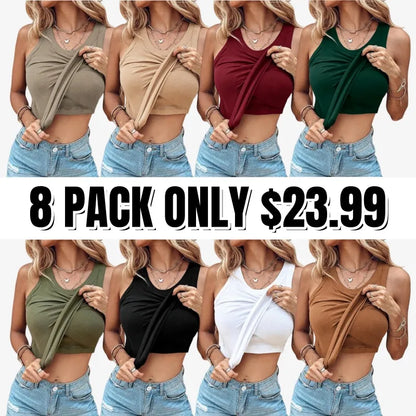 🔥Built-in Bra Tank Top Ribbed Racerback Tops