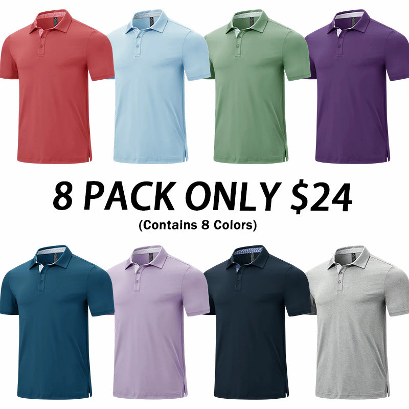 💝💝Men's Classic Polo Shirts Contrast Collar Short Sleeve Casual Solid Stylish and Printed Polo